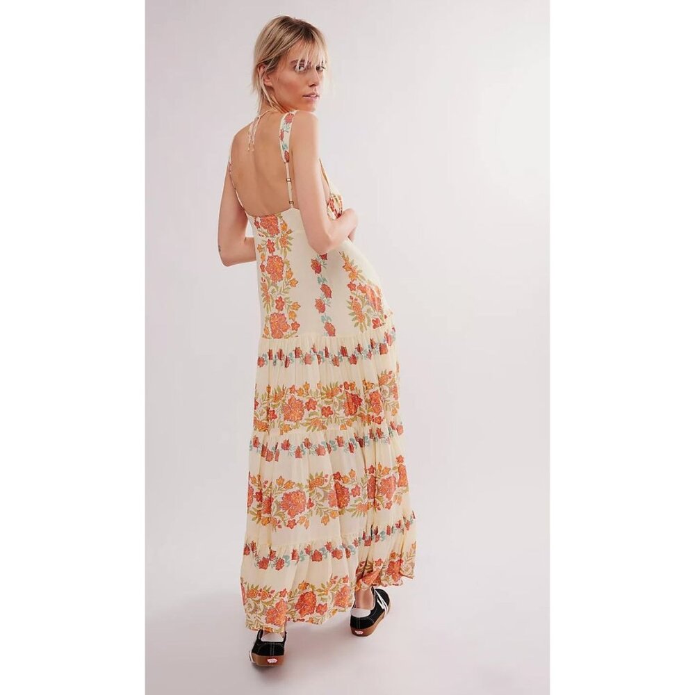Free People Eden Bohemian Floral Maxi Dress Size Large - Picture 2 of 6